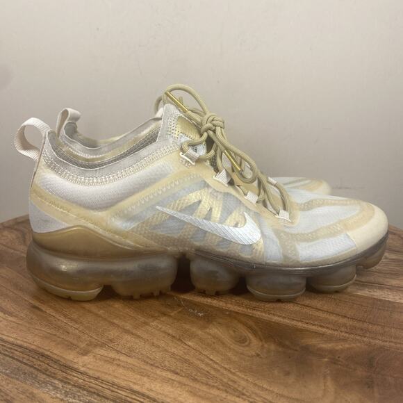Nike Shoes - Nike Air VaporMax 2019 White Gold Womens Size 8.5 Cream Athletic Shoes